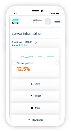 VPS server overview panel
