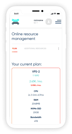 VPS resource management panel